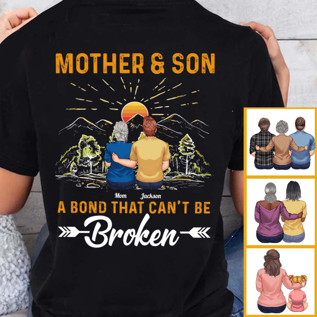 Mutter und Sohn – ein unzerbrechliches Band – personalisiertes Mutter-T-Shirt und Hoodie