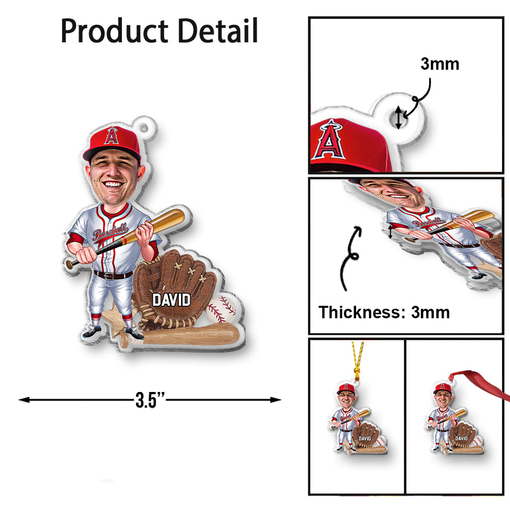 Baseball Player - Personalized Baseball Transparent Ornament