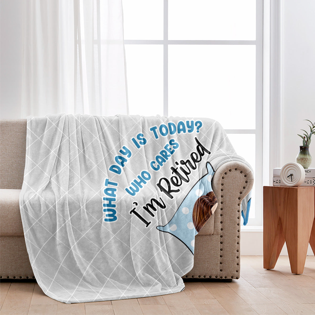 Welcher Tag ist heute? - Personalisierte Decke für Rentner