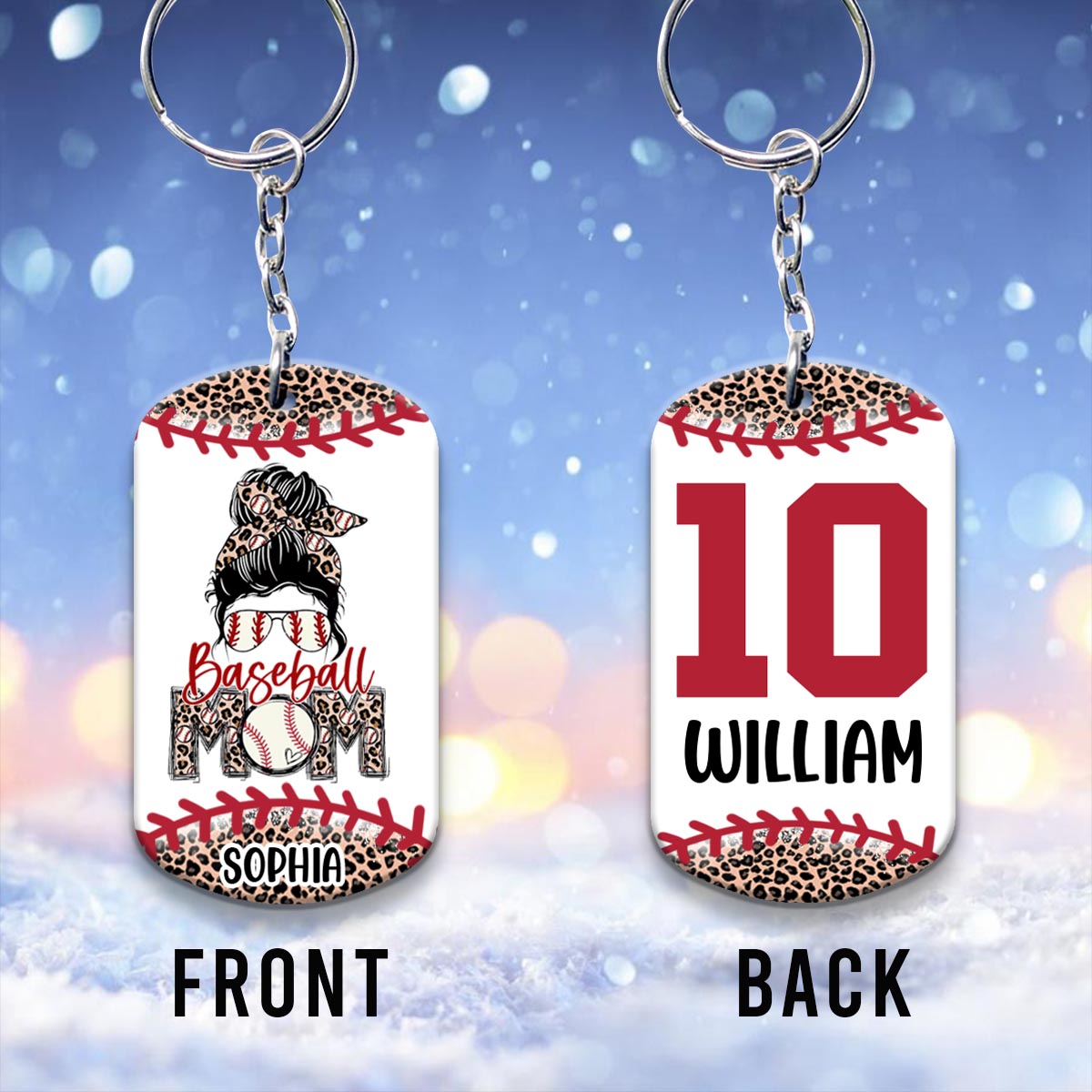 Baseball-Mama – Personalisierter Baseball-Schlüsselanhänger