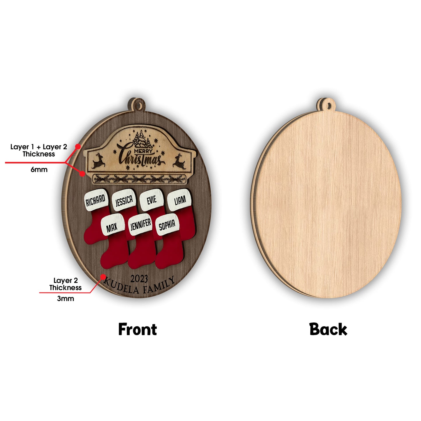 Unsere Familie – Personalisierter zweilagiger Familienschmuck