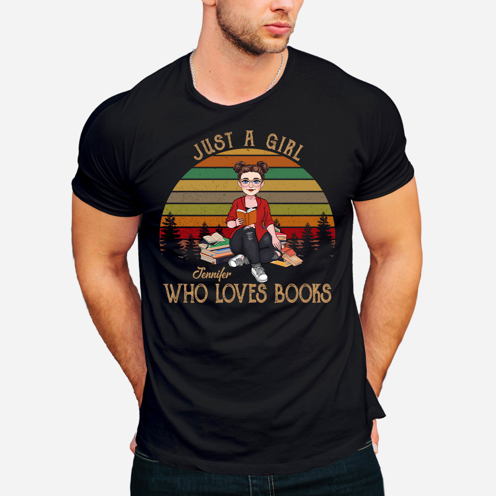 Einfach ein Mädchen, das Bücher liebt – personalisiertes Buch-T-Shirt & Hoodie