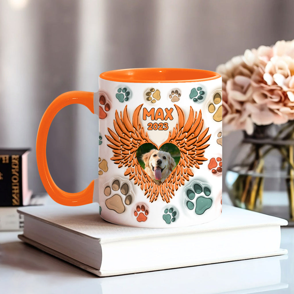 You Left Paw Prints On Our Hearts Angel Wings - Gift for dog lovers, who lost dog, who lost cat - Personalized Accent Mug