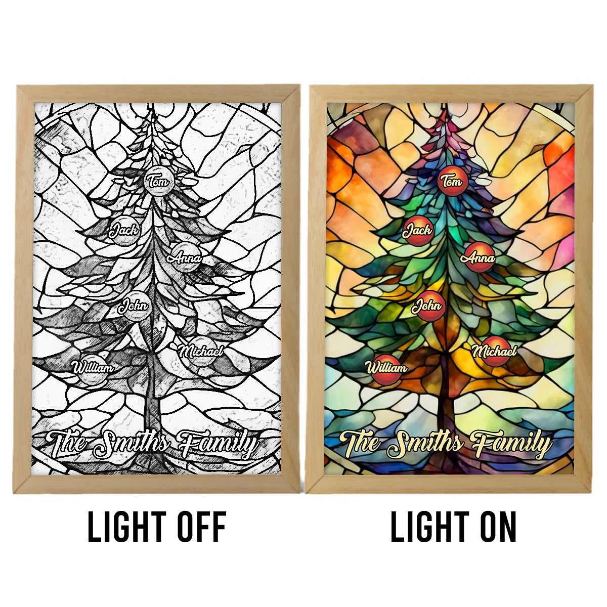 Weihnachtsbaum für die Familie – Personalisierter Familien-Lichter-Fotorahmen