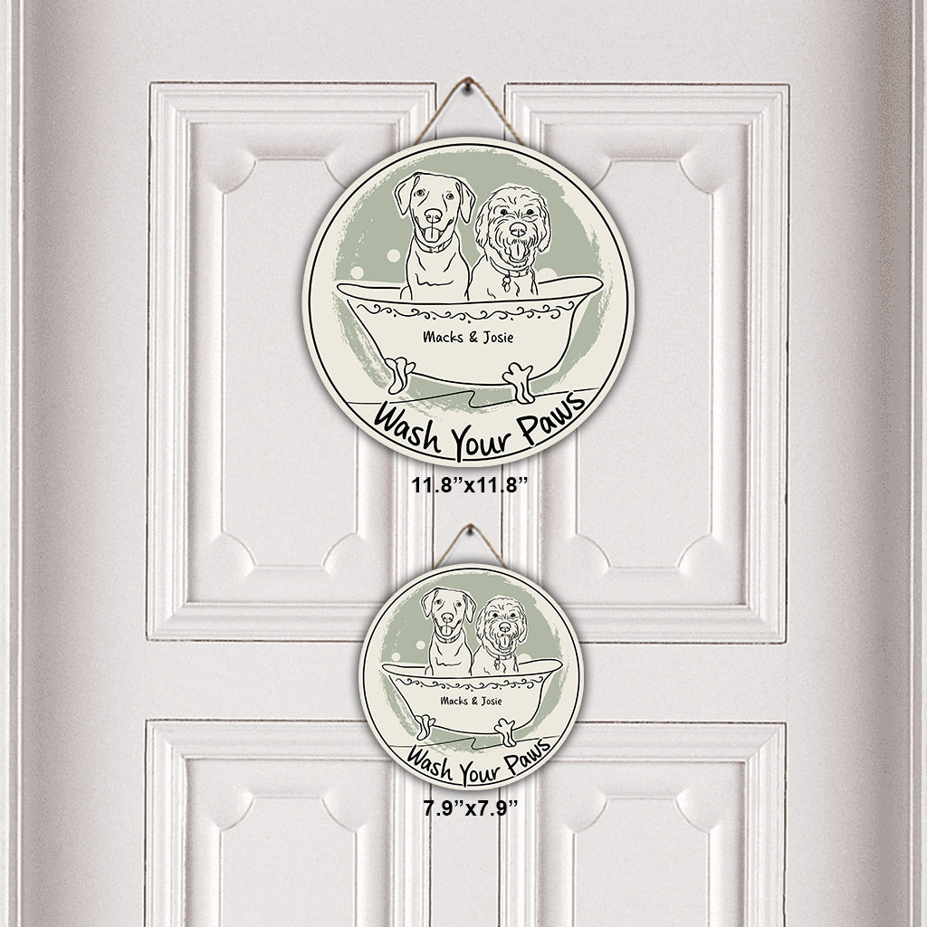 Wasch deine Pfoten – Personalisiertes rundes Holzschild für Katzen