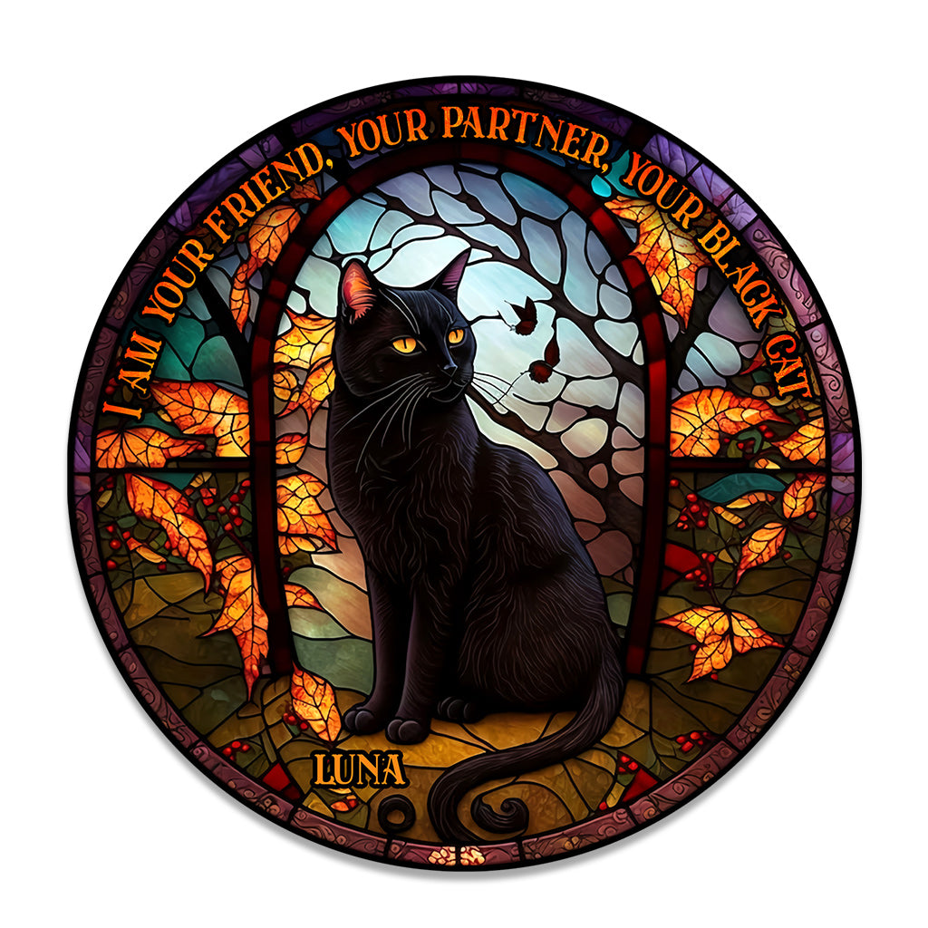 Schwarze Katze – Personalisiertes Acryl-Gartenschild mit schwarzer Katze