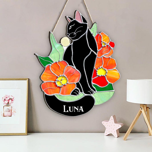 Schwarze Katze – Personalisiertes Holzschild „Schwarze Katze“