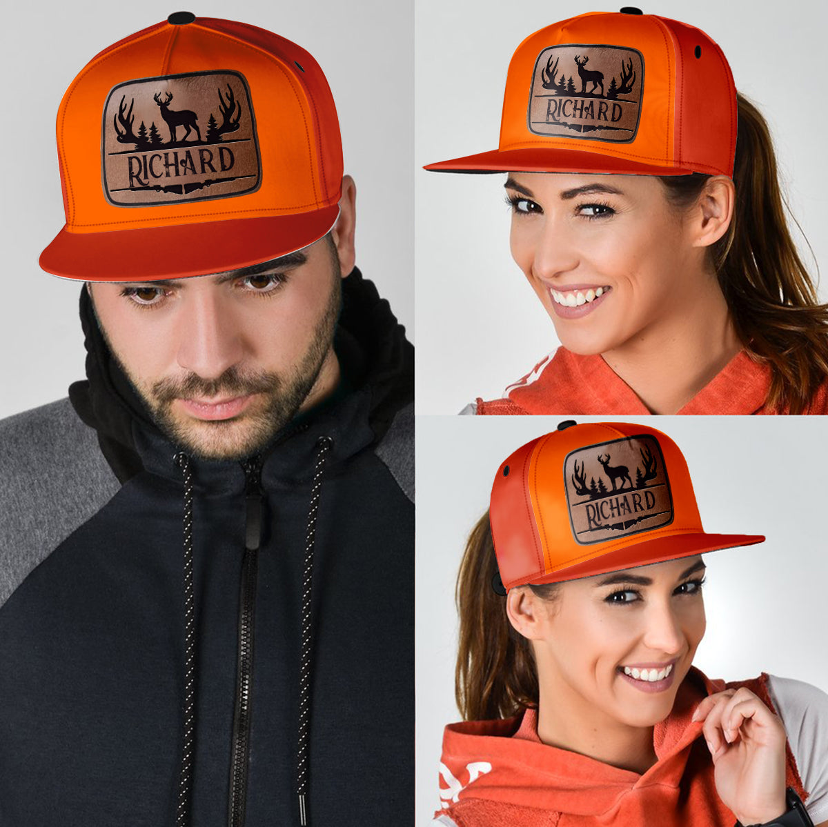 Jagdorange - Personalisierte Jagd-Snapback-Kappe