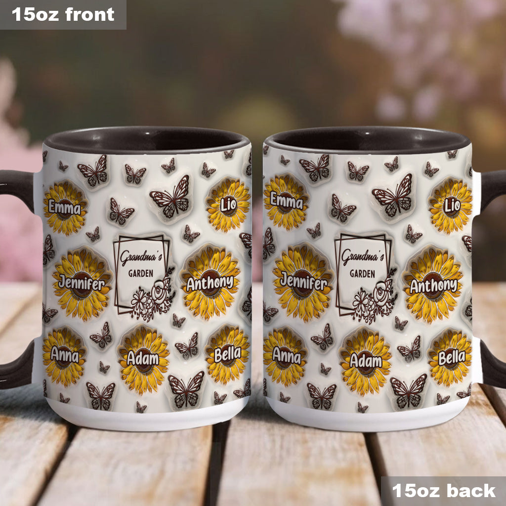 Omas Sonnenblumengarten – Geschenk für Oma – Personalisierte Tasse