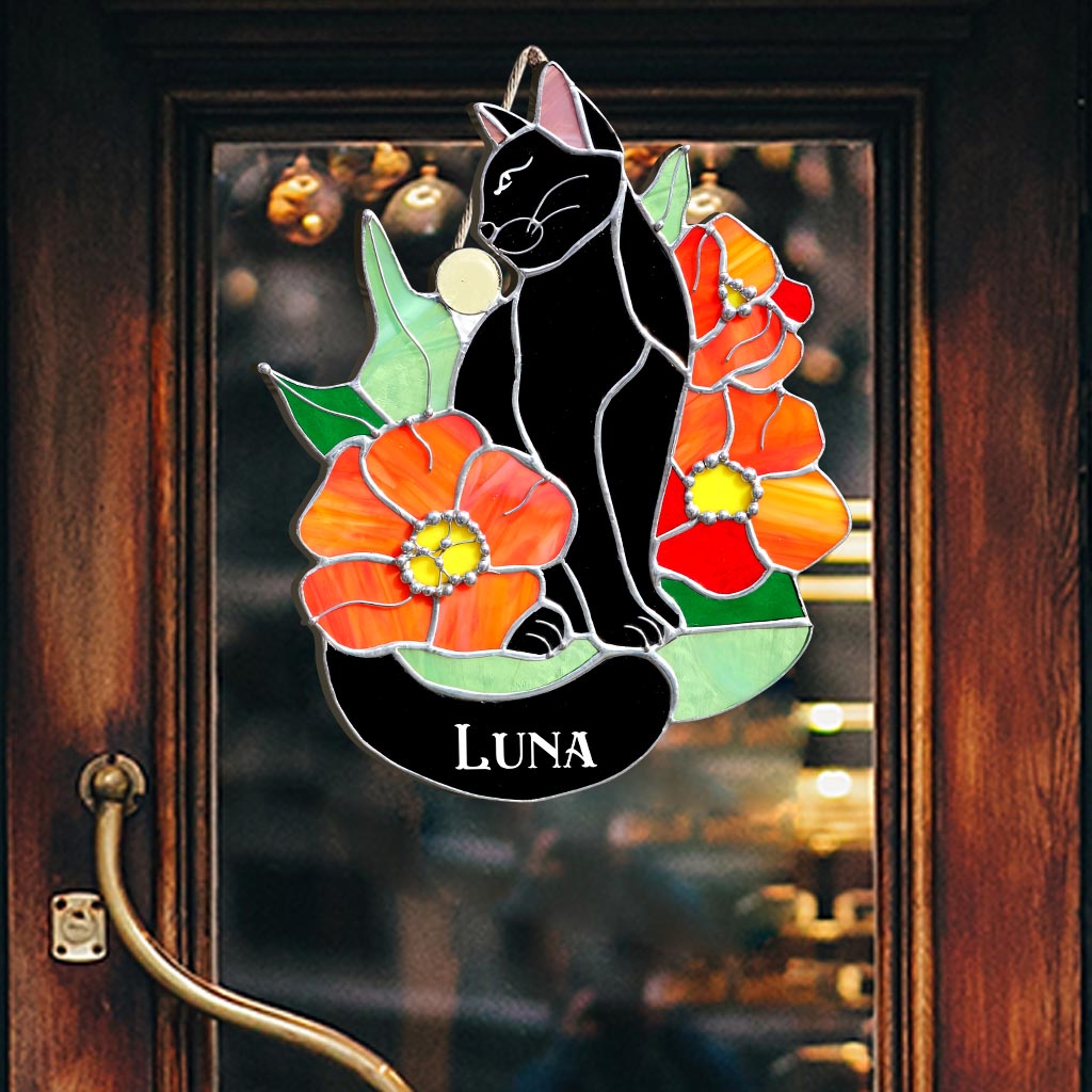 Black Cat - Personalized Black Cat Wood Sign