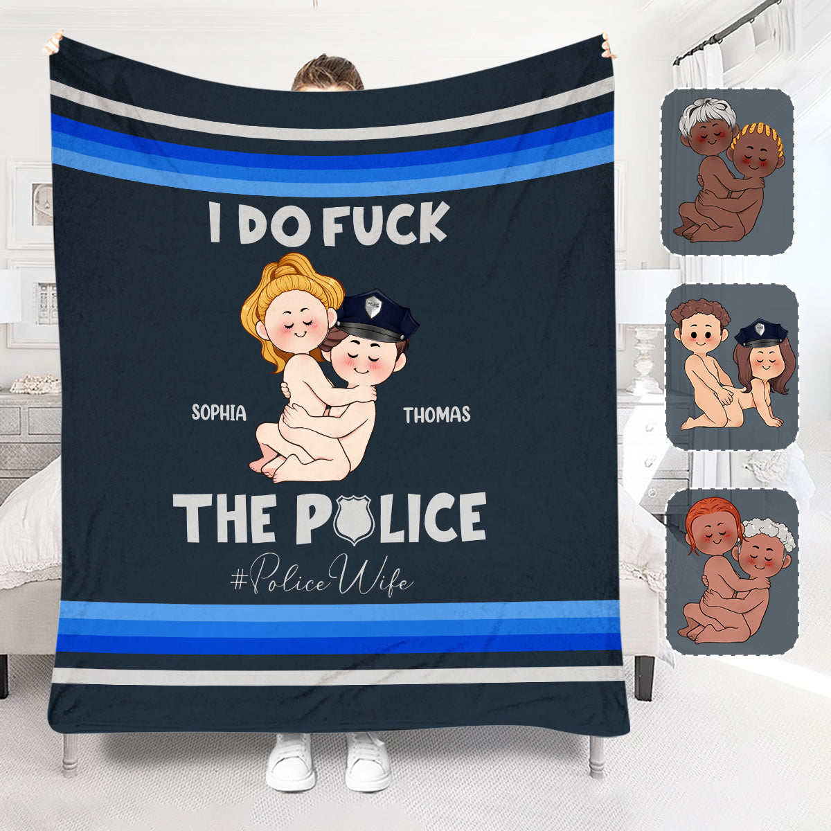 Ich liebe die Polizei – Personalisierte Pärchendecke