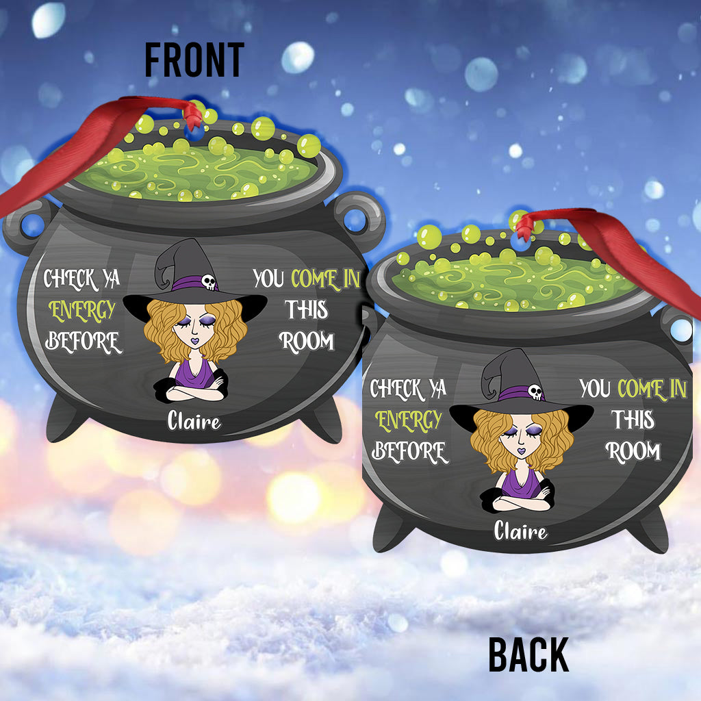 Check Ya Energy - Personalized Witch Ornament