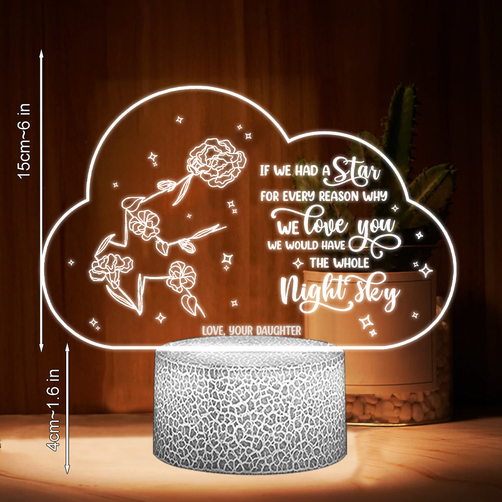 Wenn Mütter Blumen wären – Geschenk für Mama, Oma, Tochter, Ehefrau, Freundin, Papa, Ehemann – Personalisierte, geformte Leuchtplatte