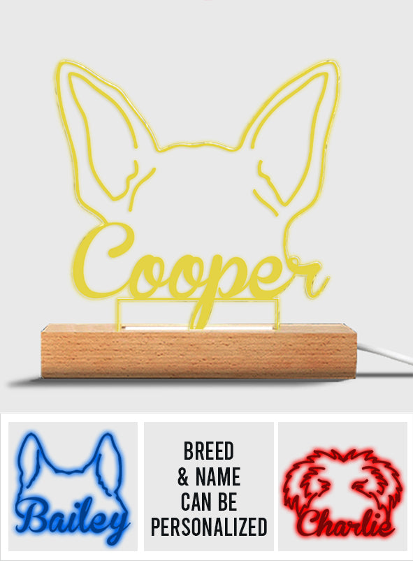 Personalisierte Gedenktafel in Form von Hundeohren – Geschenk für Hundeliebhaber, die ihren Hund verloren haben – Personalisierte Gedenktafel mit Leuchtfuß