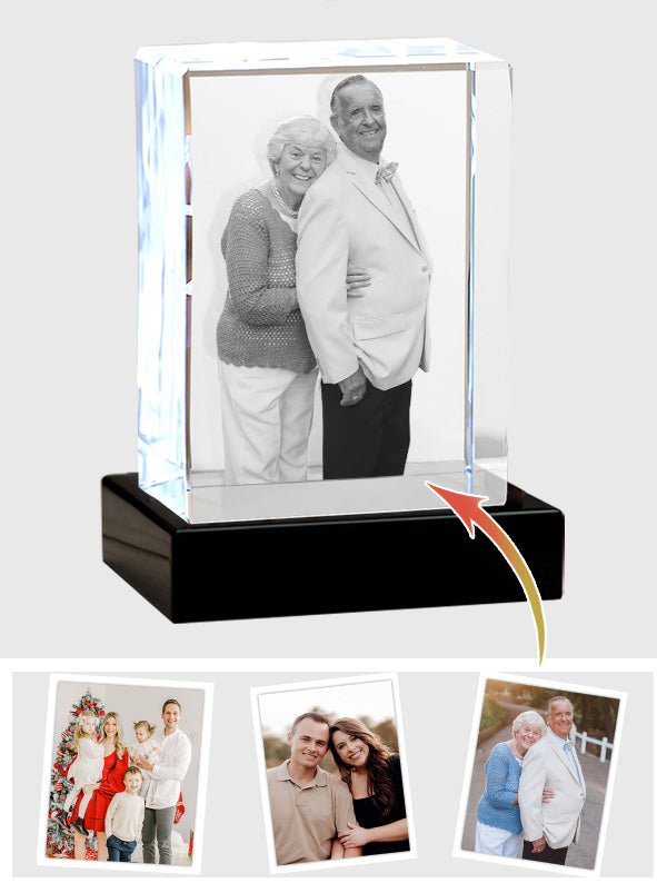 Foto nach Wunsch – Personalisierte Gedenk-Lasergravur, 3D-Kristalllampe in Quaderform
