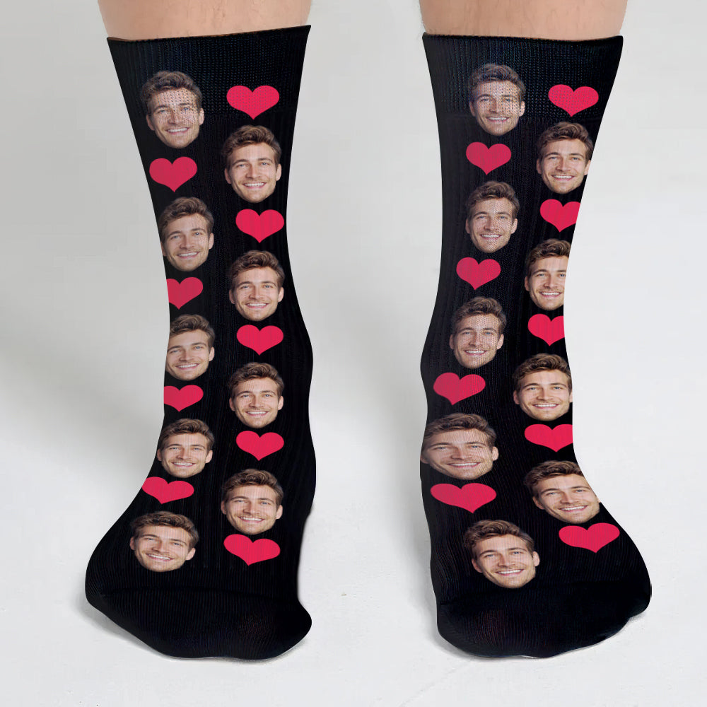 Individuelles Gesichts-Herz-Muster – Personalisierte Geschwistersocken