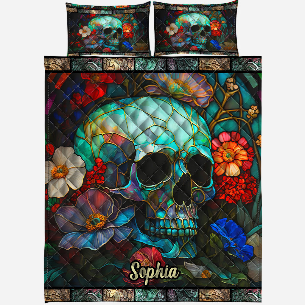 Blumenschädel – Personalisierte Totenkopf-Bettwäschegarnitur
