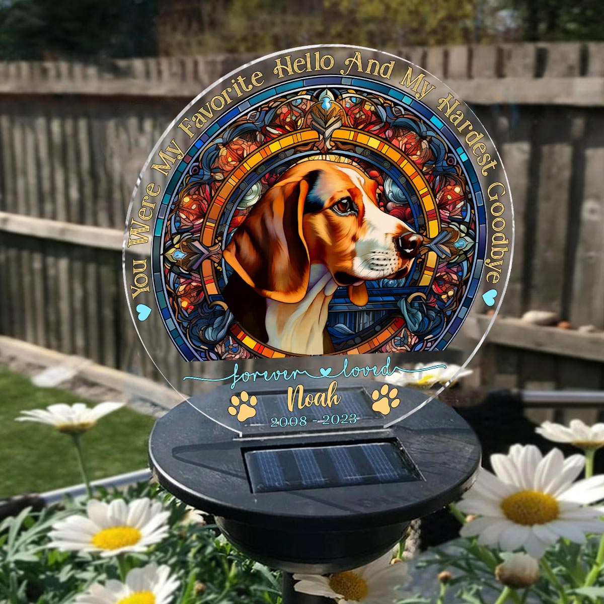 Du warst mein Liebling! Hallo – Personalisierte Solar-Gartenleuchte für Hunde