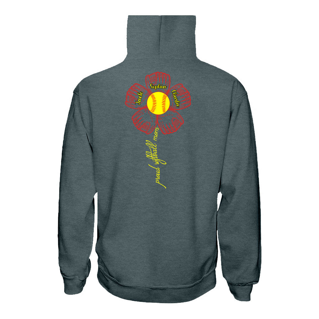 Proud Softball Mom Grandma Aunt - Personalized Softball T-shirt and Hoodie