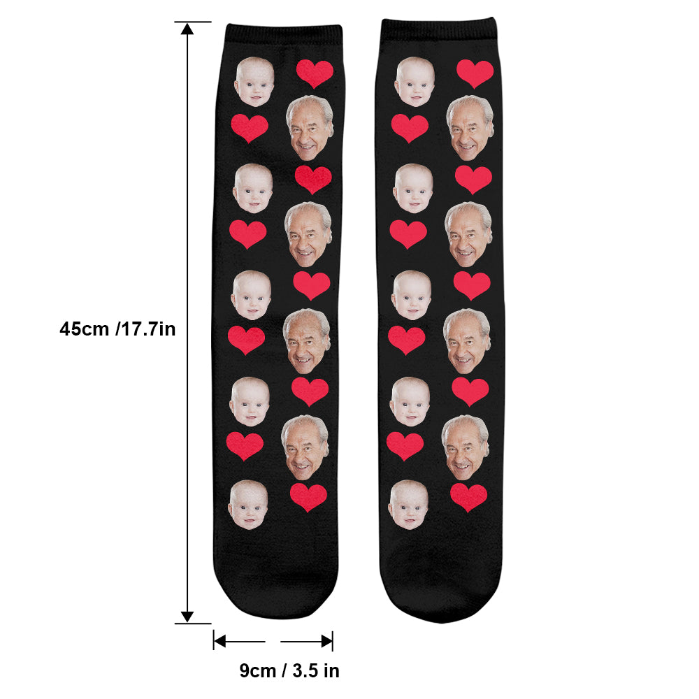 Individuelles Gesichtsherzmuster – personalisierte Opa-Socken