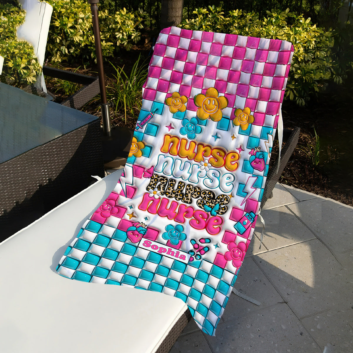 Krankenschwesterleben – Geschenkidee für Krankenschwestern, Mütter, Ehefrauen, Freundinnen – Personalisiertes Strandtuch