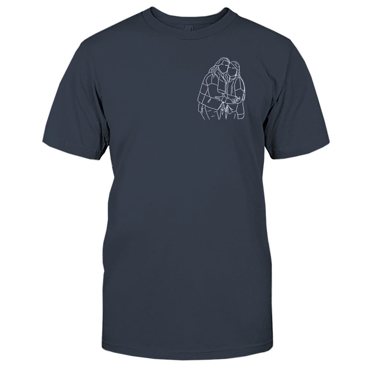 Individuelle Strichzeichnung – Personalisiertes T-Shirt mit Stickerei für deine beste Freundin