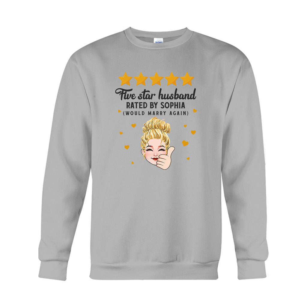 Fünf-Sterne-Ehepaar – Personalisiertes T-Shirt und Hoodie für Ehepaare