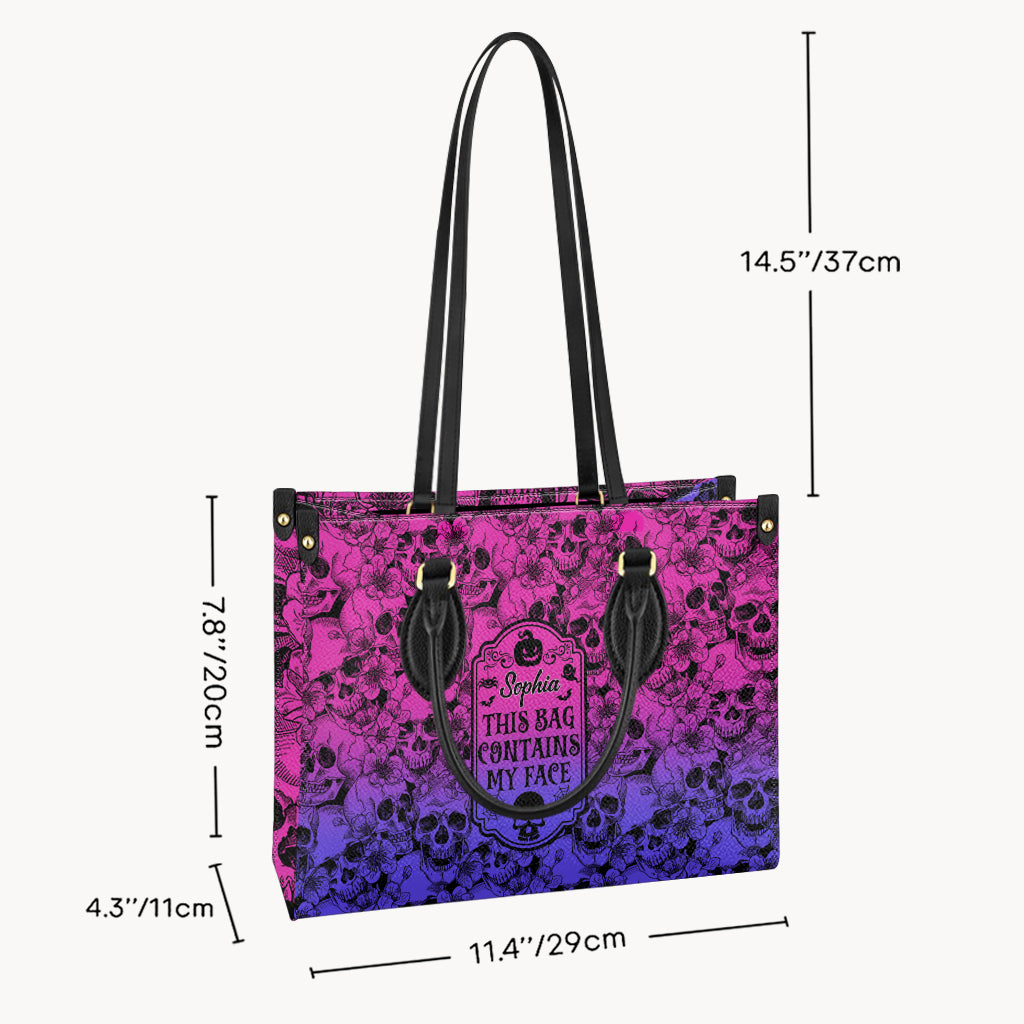 Diese Tasche enthält mein Gesicht – personalisierte Totenkopf-Lederhandtasche