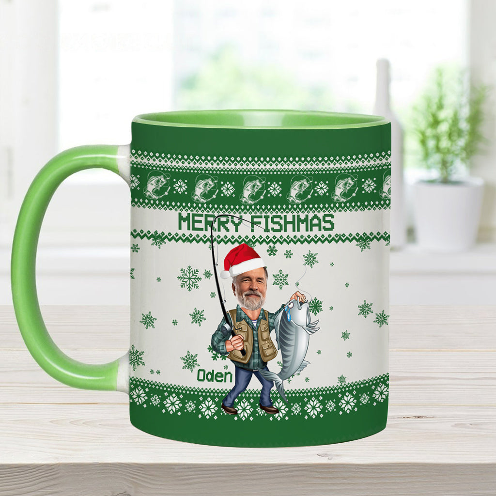 Merry Fishmas - Personalized Fishing Accent Mug