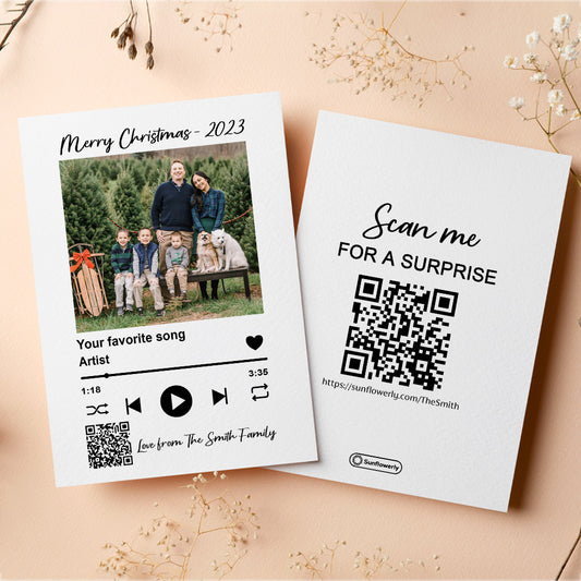 Beliebte Weihnachtslieder mit Foto-Upload – personalisierte QR-Grußkarte