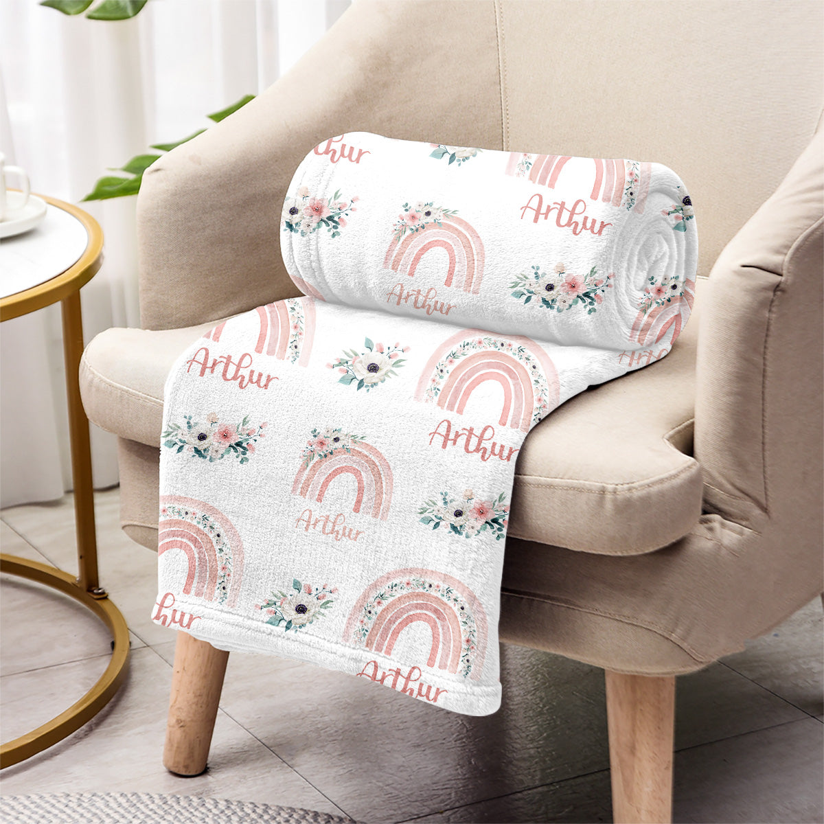 Retro Rainbow Custom Name - Personalized grandson Blanket