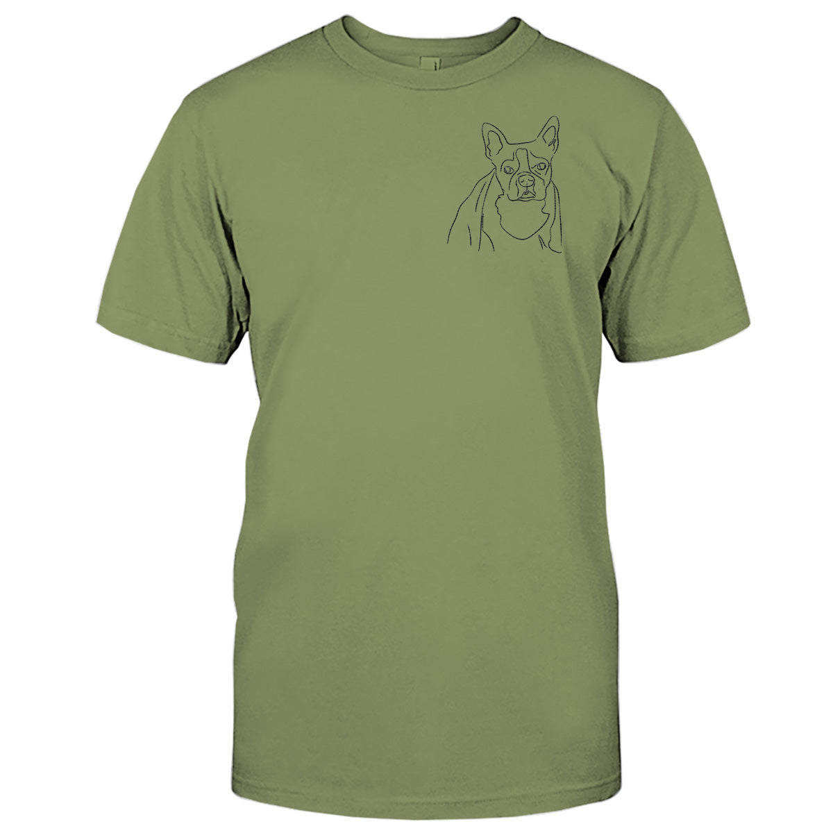 Individuelle Linienzeichnung – Personalisiertes T-Shirt mit Hundestickerei
