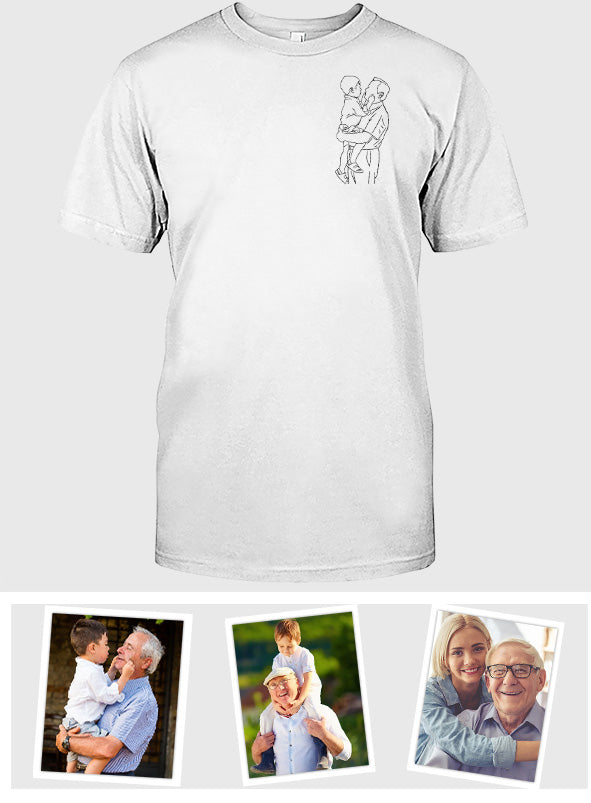Individuelle Strichzeichnung – Personalisiertes, besticktes Opa-T-Shirt