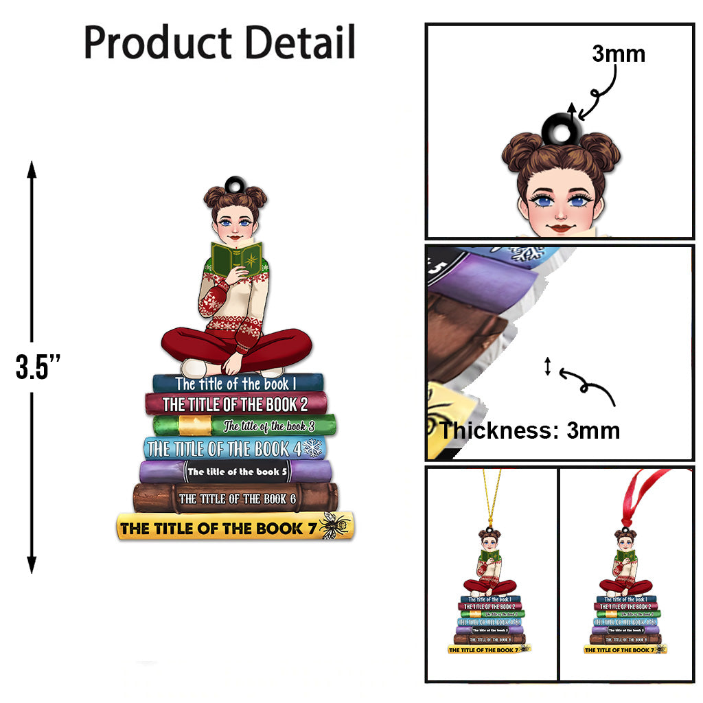 Bookstack with Custom Titles - Personalized Book Ornament