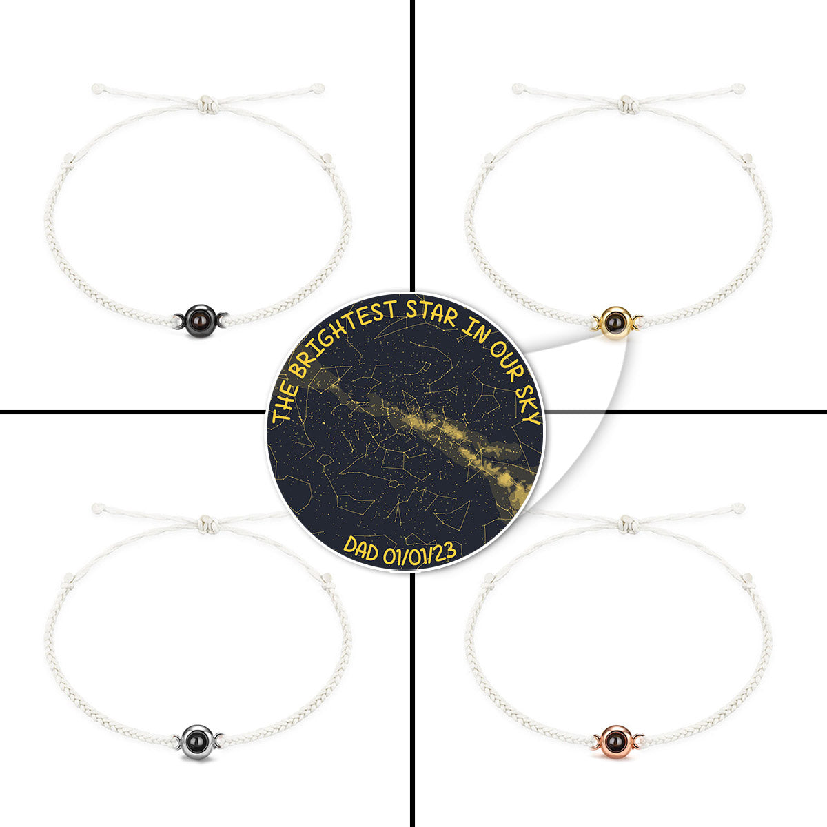 The Brightest Star In Our Sky Custom Starmap Memorial - Memorial gift for loss of dog, cat - Personalized Projection Bracelet