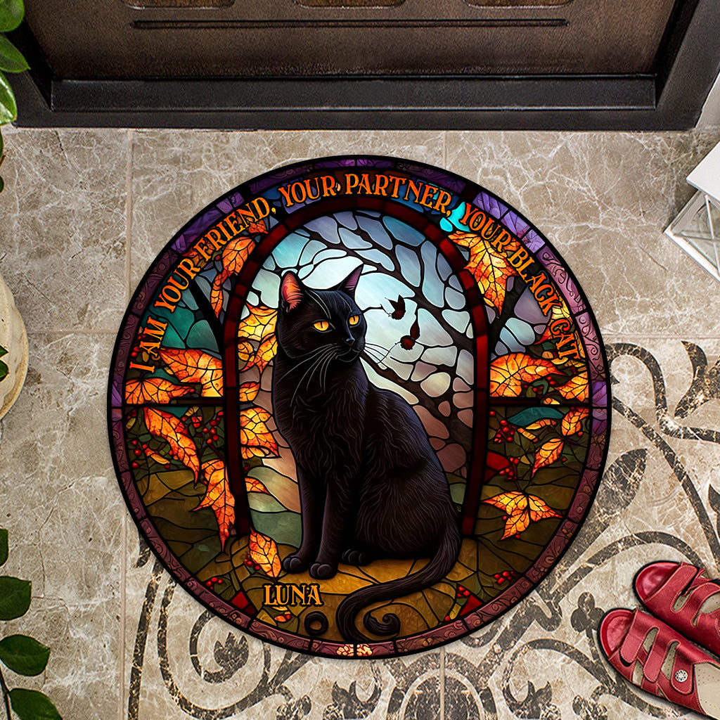 Black Cat - Personalized Black Cat Shaped Doormat