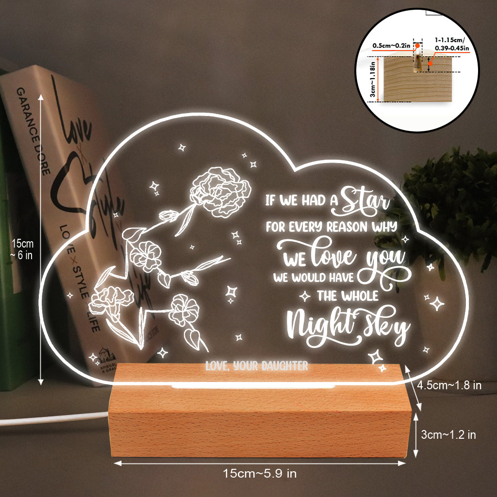 Wenn Mütter Blumen wären – Geschenk für Mama, Oma, Tochter, Ehefrau, Freundin, Papa, Ehemann – Personalisierte, geformte Leuchtplatte