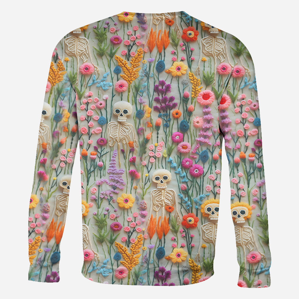 Blumenskelett - Personalisiertes Totenkopf-Shirt