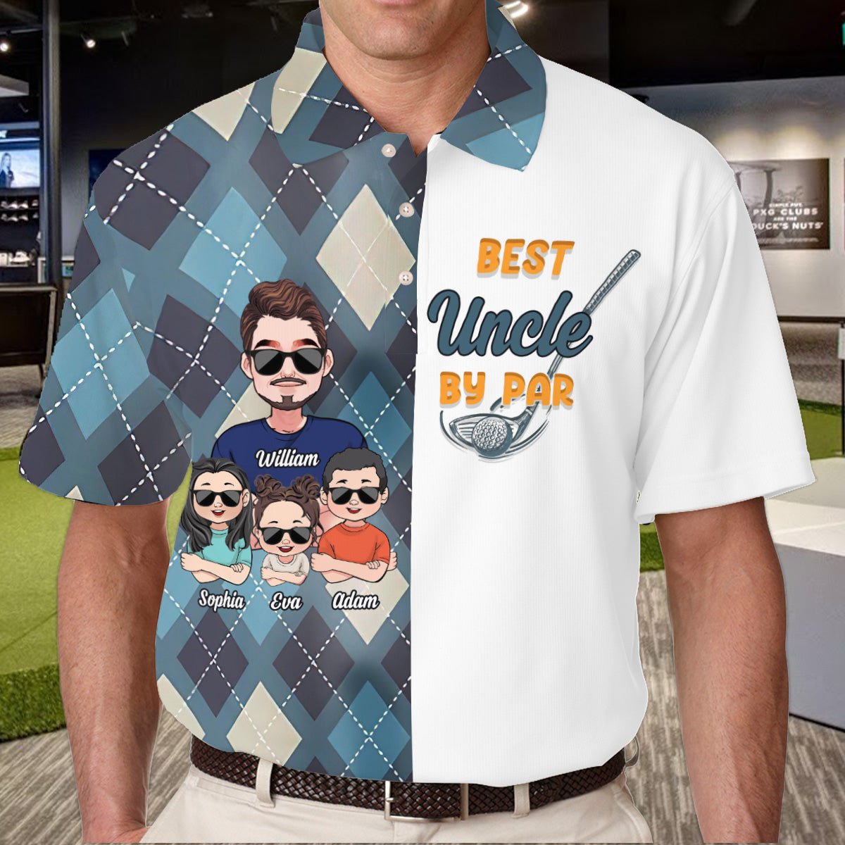 Opas Glückspolo – Golfgeschenk für Papa, ihn, Freund, Ehemann, Opa, Onkel – Personalisiertes Poloshirt