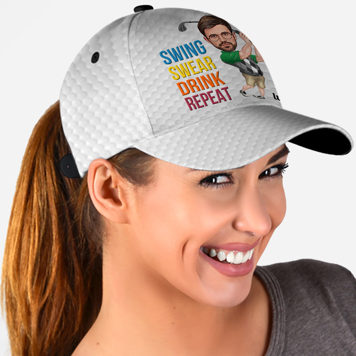 Swing Swear Drink Repeat - Personalized Golf Classic Cap