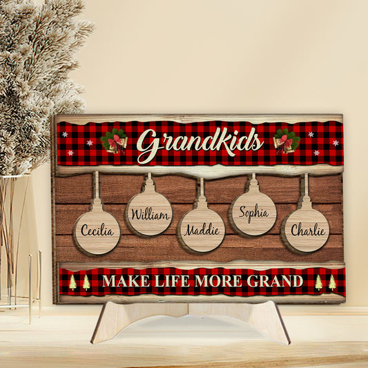Grandkids Make Life More Grand - Personalized Grandma 2 Layered Wood Sign / Wood Plaque