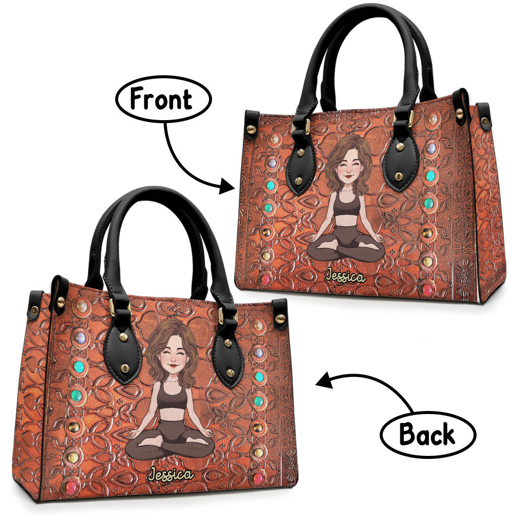 Namaste - Personalisierte Yoga-Lederhandtasche