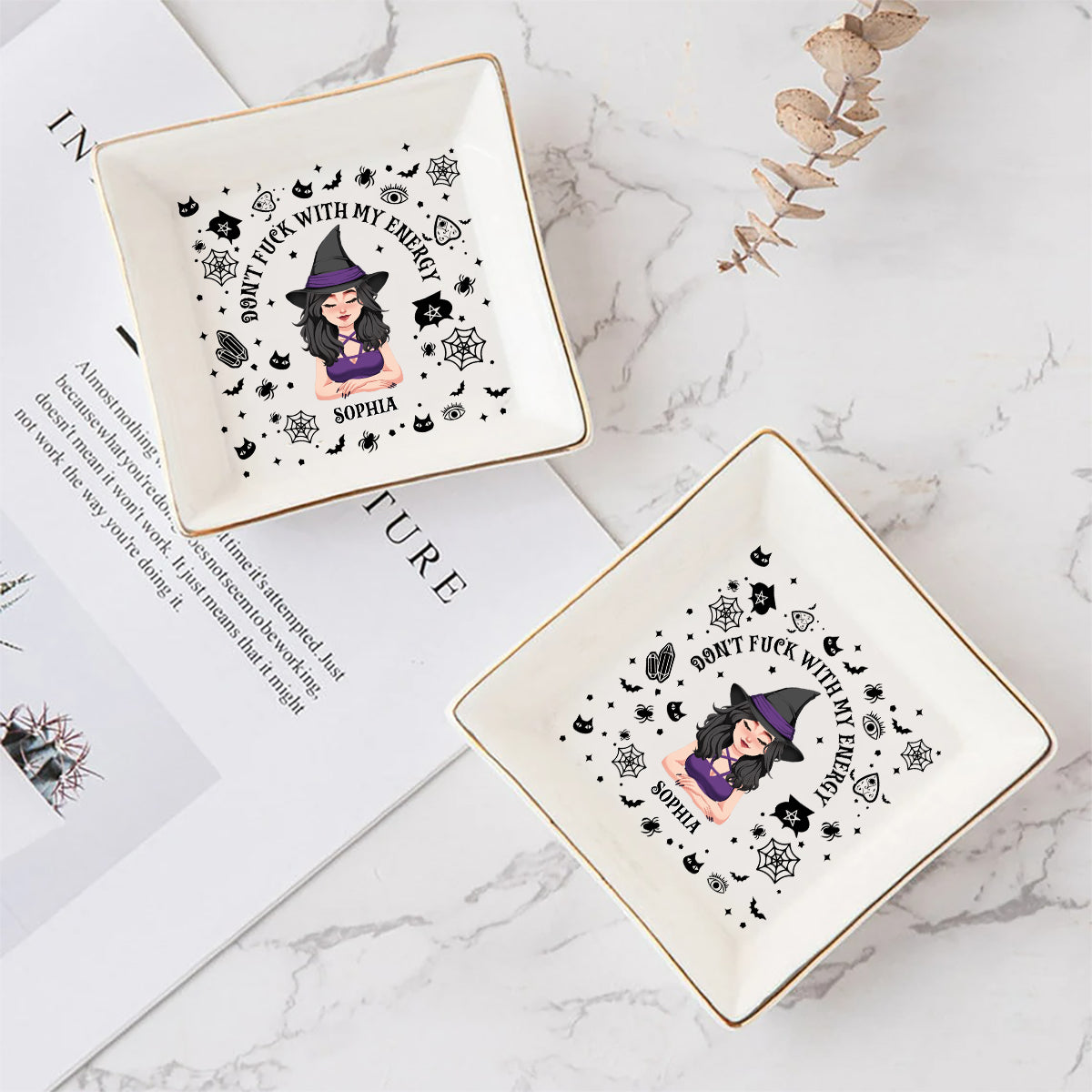 Leg dich nicht mit meiner Energie an – Personalisierte Hexen-Schmuckschale