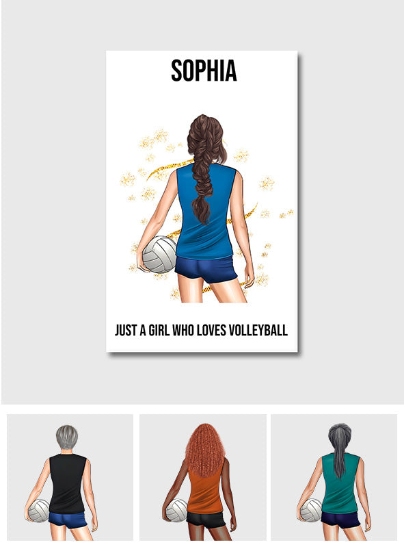 Einfach ein Mädchen, das Volleyball liebt – Personalisierte Volleyball-Leinwand und Poster