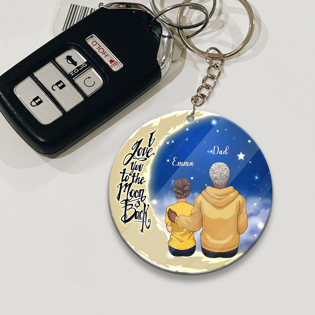 Bis zum Mond und zurück – Geschenk für Oma, Mama, Papa, Opa – Personalisierter Schlüsselanhänger