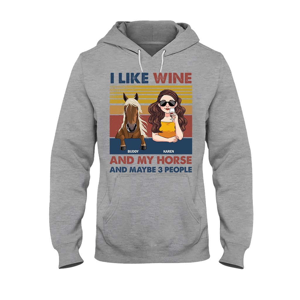 Ich mag Wein und mein Pferd – personalisiertes Pferde-T-Shirt & Hoodie