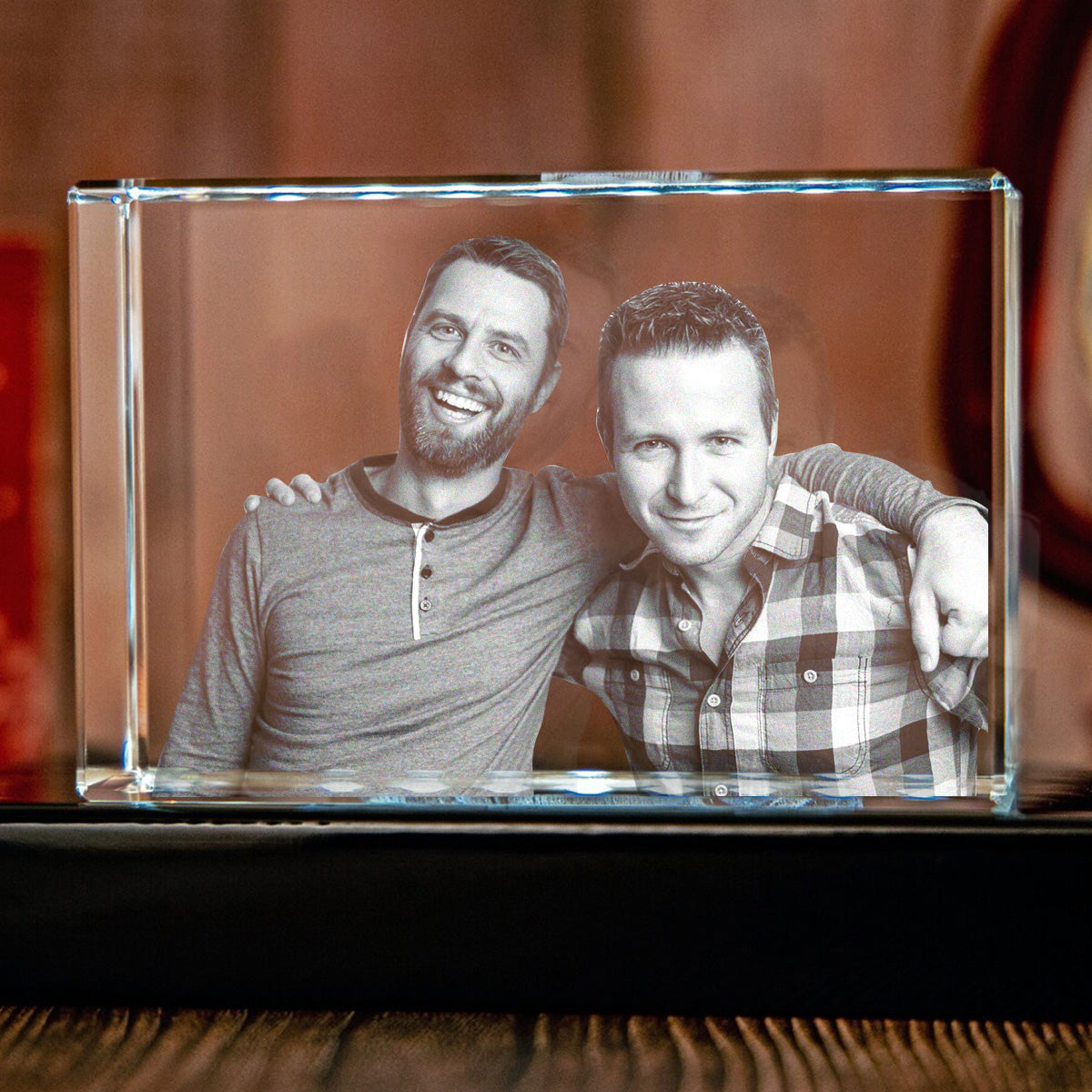 Foto nach Wunsch – Personalisierte Onkel-Lasergravur, 3D-Kristalllampe in Quaderform