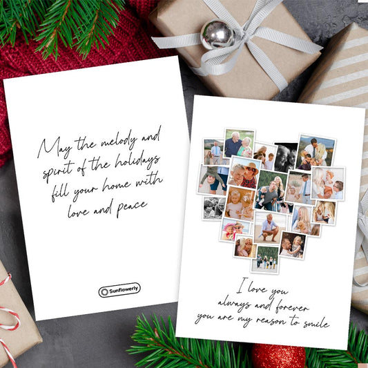 Any Message Heart Photo Upload - Personalized Greeting Card