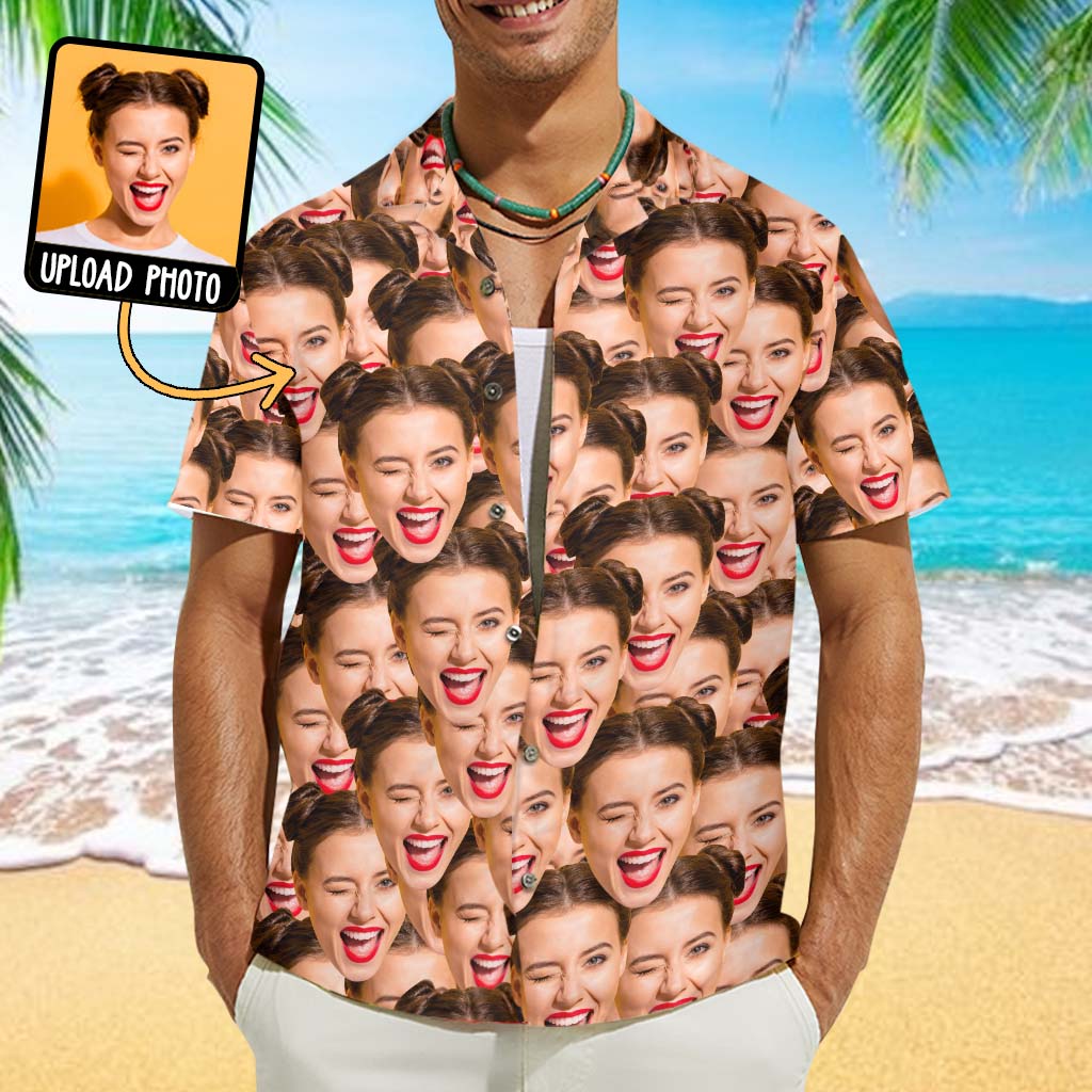 Hawaiihemd mit individuellem Gesicht – Geschenk für Freund, Freundin, Ehefrau, Ehemann, einfach jeden – Personalisiertes Hawaiihemd