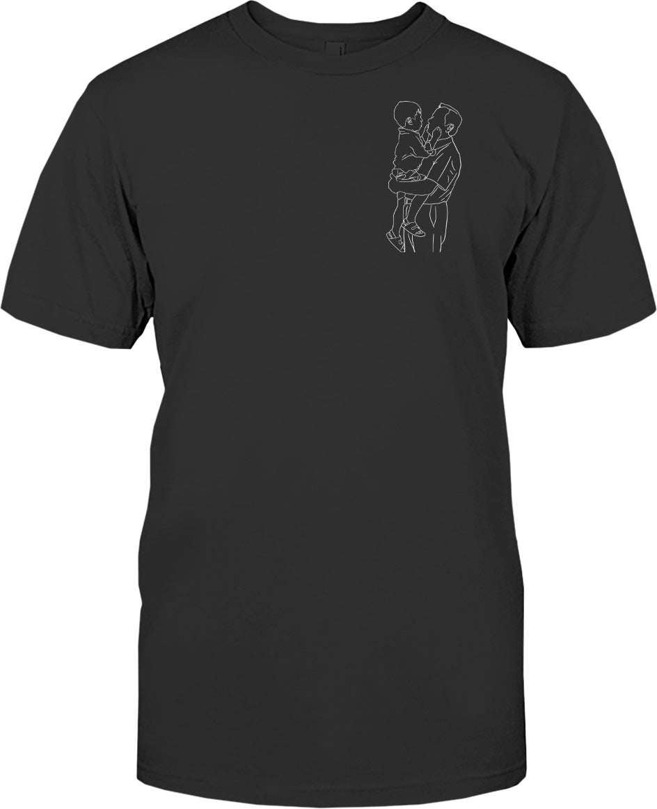 Individuelle Strichzeichnung – Personalisiertes, besticktes Opa-T-Shirt